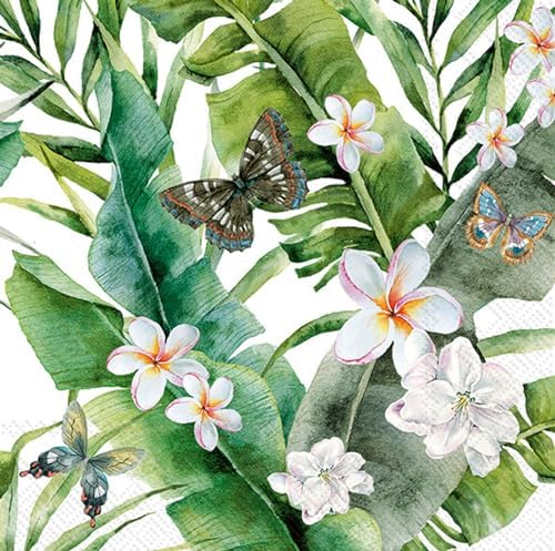 IHR Ideal Home Party Napkins 3-Ply 65x65 Jungle Leaves 20 Count