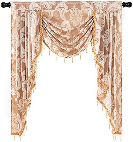 NAPEARL Beige Waterfall Valance for Living Room
