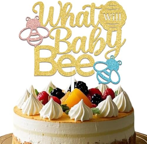 What Will Baby Bee Cake Topper Gold Glitter