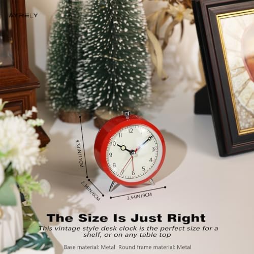 AYRELY 4 Inch Loud Analog Alarm Clock with Classic Red Design