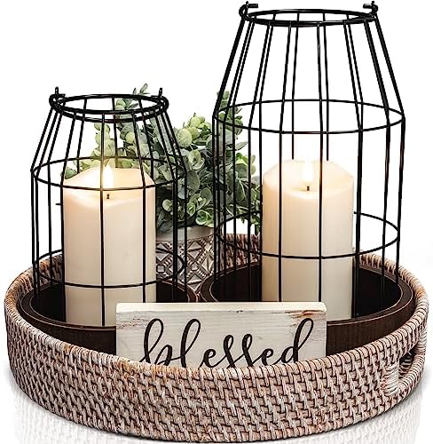 KIBAGA Rustic Decorative Lantern Set of 2