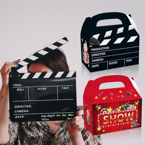 12Pcs Movie Theme Party Decor Boxes with Glitter