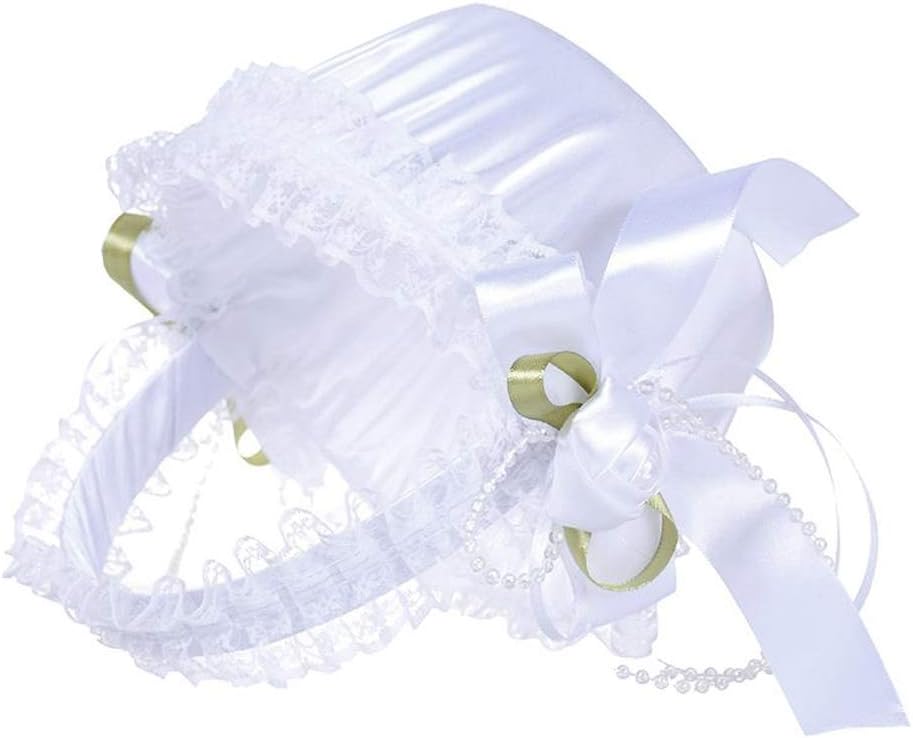 Modern Luxury Ivory Lace and Polyester Flower Girl Basket with Handle
