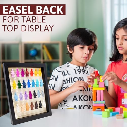 10x10 Black Figurine Display Case with Wood Frame and White Base