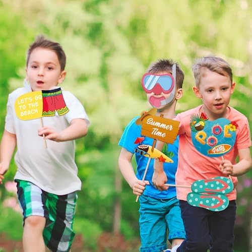 Ouruola 25pcs Tropical Photo Booth Props DIY Set