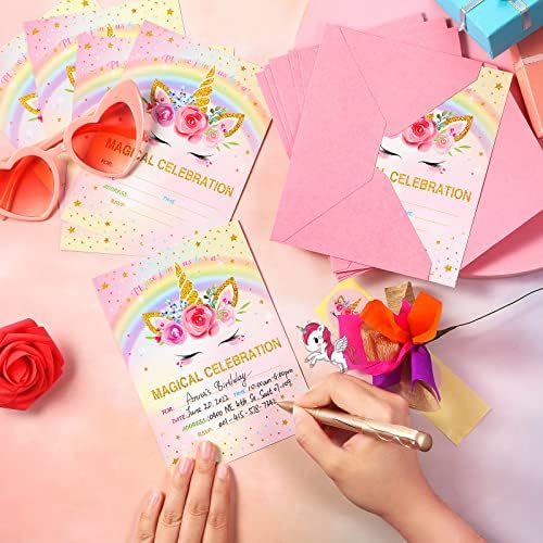 Tallew 24 Piece Unicorn Party Invitation Set