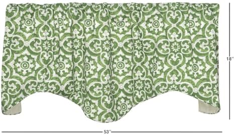 Green Valance Curtains for Windows 53x18 Inches Made in USA