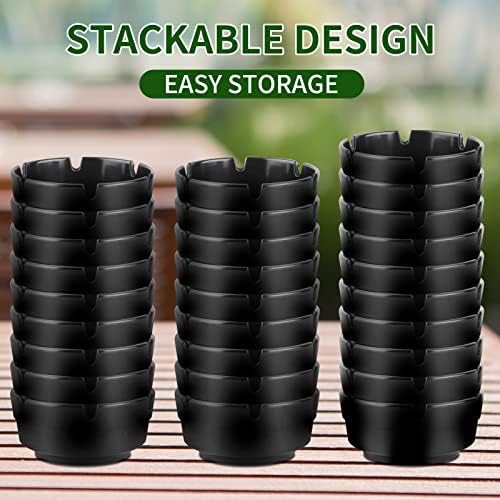 6Pcs Stackable Black Ashtray Set for Home and Outdoor Use