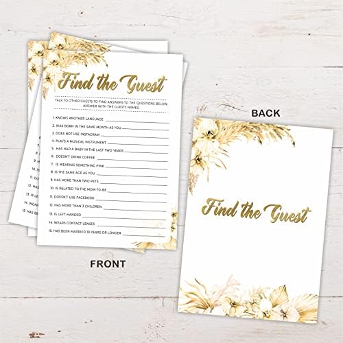 Boho Pampas Grass Baby Shower Game Cards