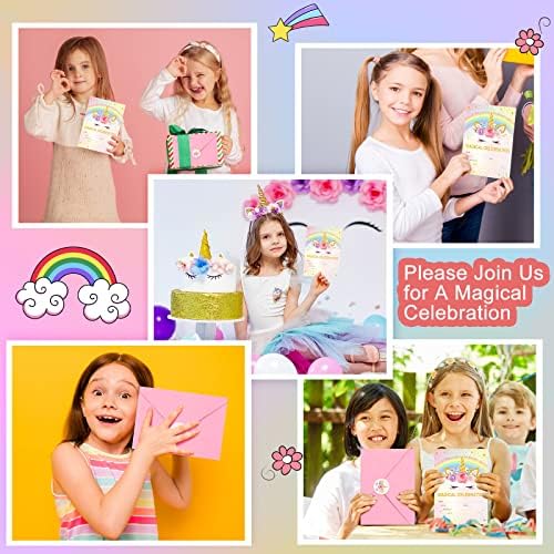Tallew 24 Piece Unicorn Party Invitation Set