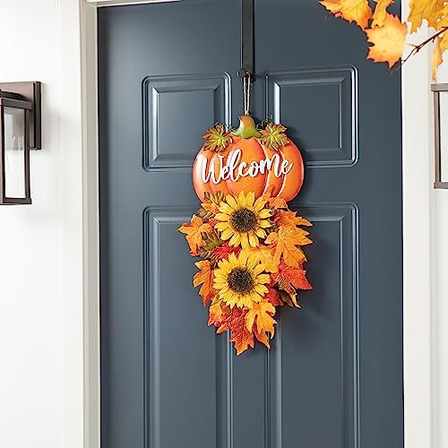 Glitzhome 225 Inch Fall Metal Pumpkin Sunflower Wall Decor