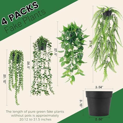 Der Rose 4Pcs Artificial Hanging Plants Set