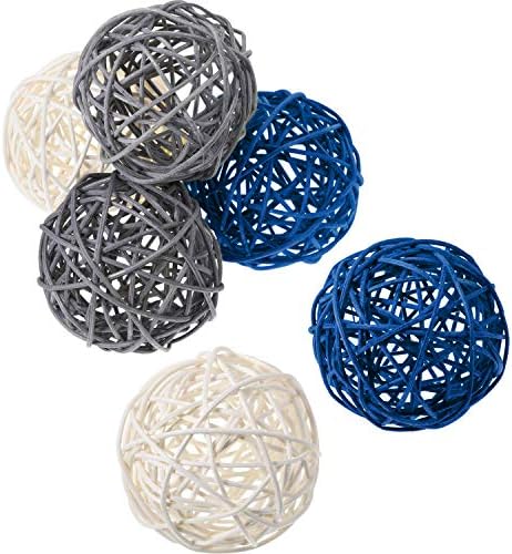 Yaomiao 6 Piece Wicker Rattan Orbs Decorative Vase Fillers Set