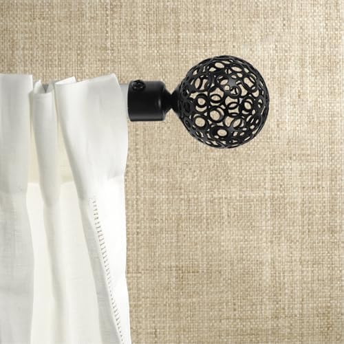DOITOOL 2Pcs Curtain Finials Black Metal Rod Ends for 2cm Diameter