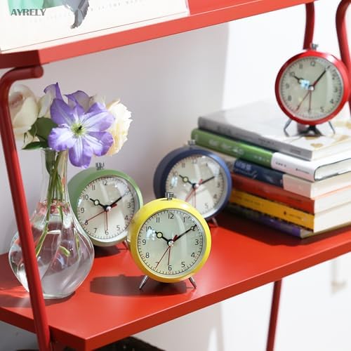 AYRELY 4 Inch Loud Analog Alarm Clock with Classic Red Design