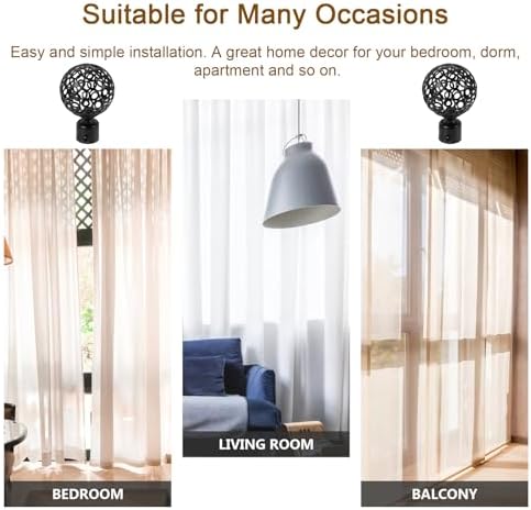 DOITOOL 2Pcs Curtain Finials Black Metal Rod Ends for 2cm Diameter