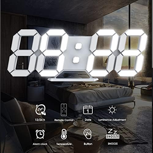 WISE TIGER 3D LED Wall Clock with Alarm and USB Nightlight