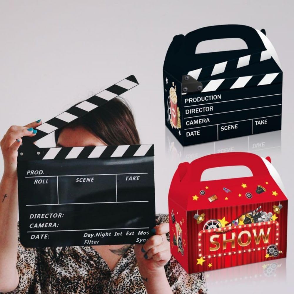 12Pcs Movie Theme Party Decor Boxes with Glitter