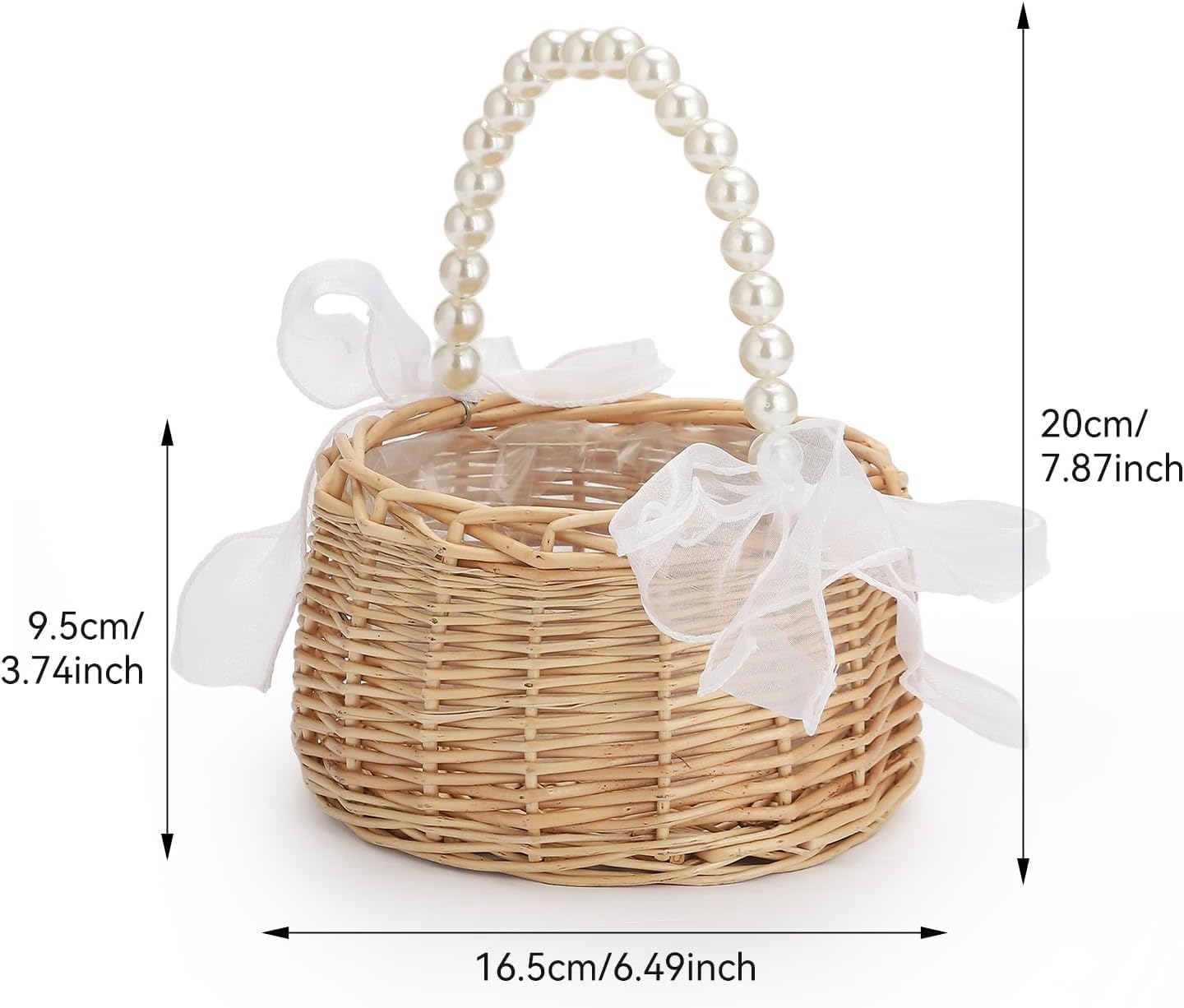 Wicker Rattan Flower Girl Basket for Wedding Ceremony