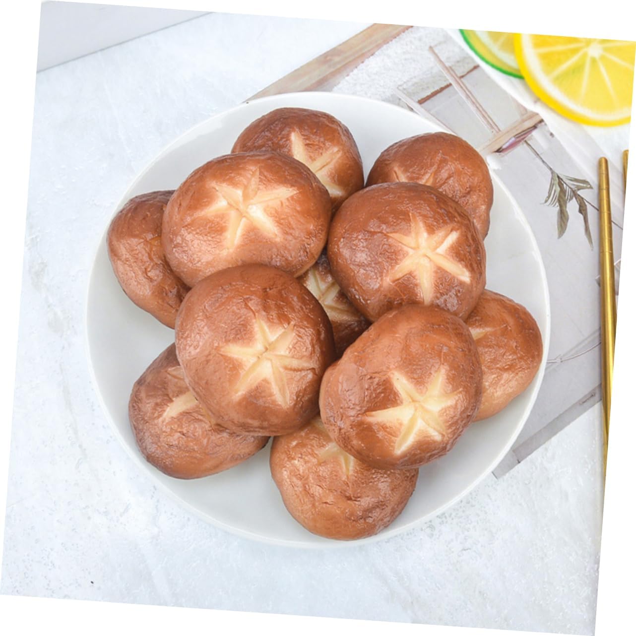 5pcs Artificial Shiitake Mushroom Model for Barbecue and Photo Props