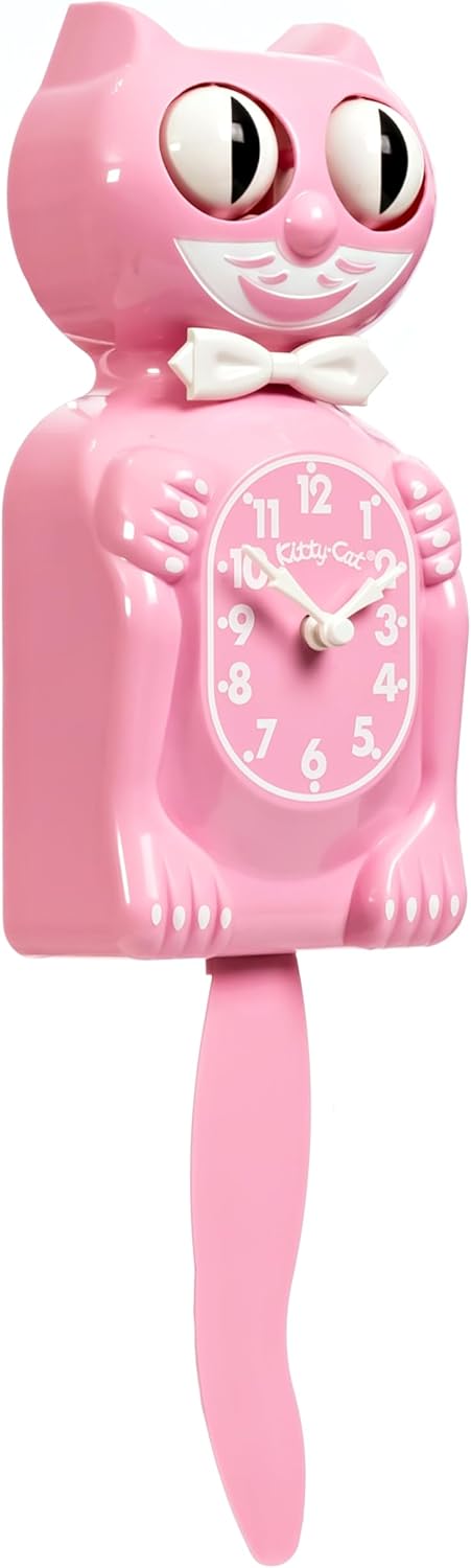 Pink Satin Kitty-Cat Klock for Kids Room