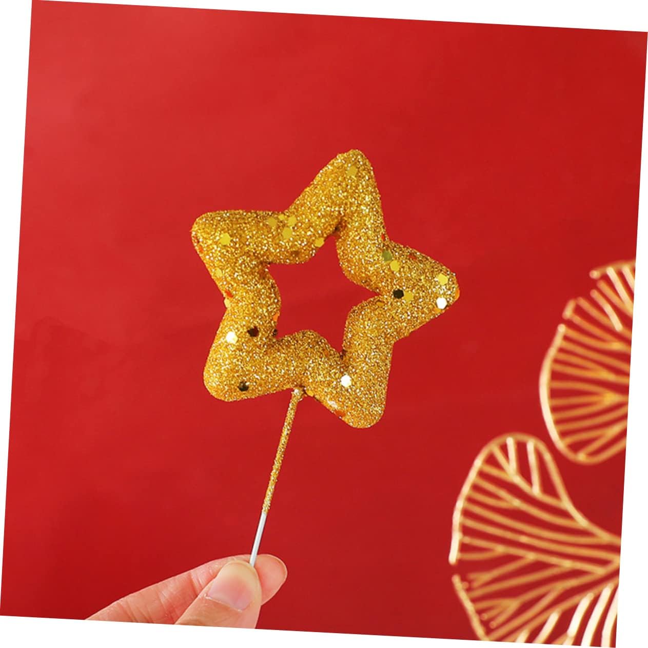 10Pcs Star Cake Topper Glitter Decor for Birthday Cupcakes