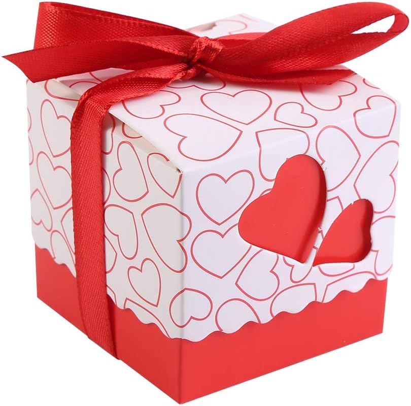 50Pcs Red Candy Boxes for Party Favors and Gifts