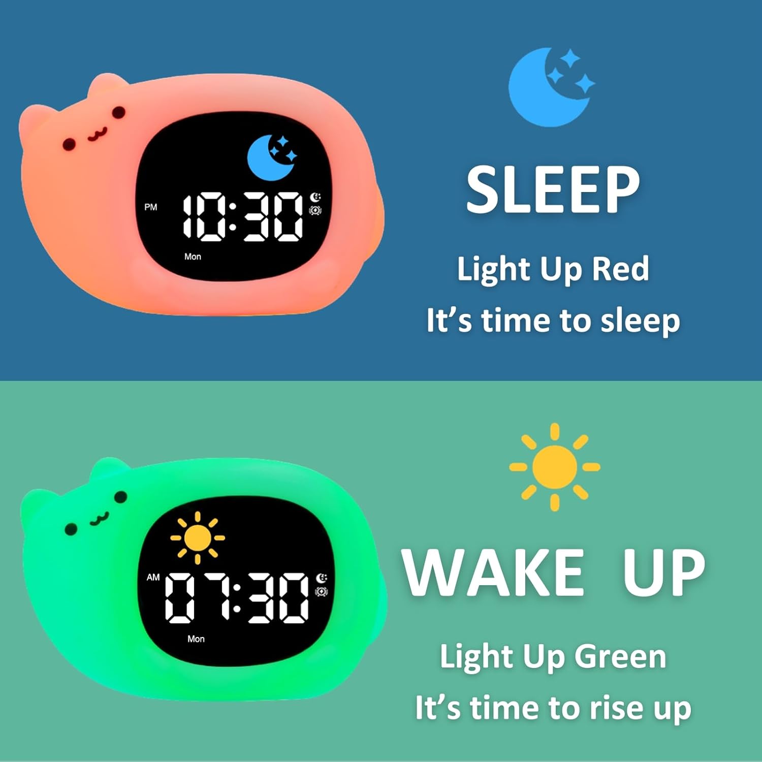 Kids Alarm Clock with Night Light and White Noise