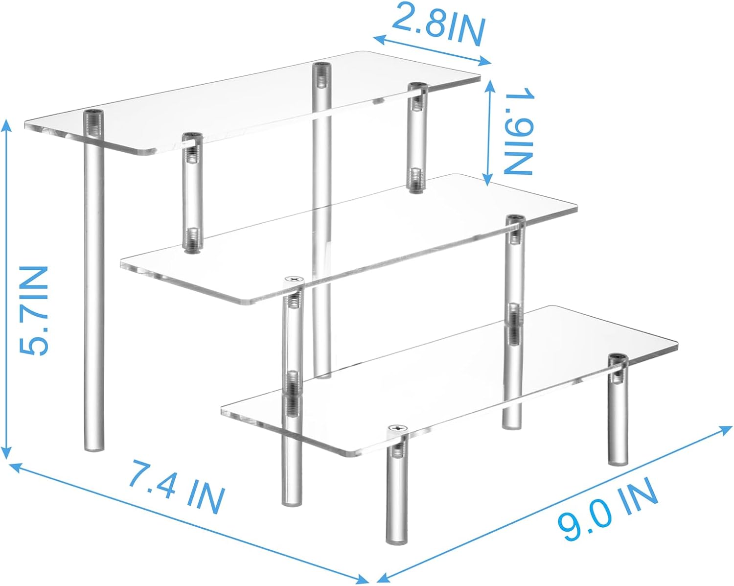 3 Tier Acrylic Display Risers for Organizing Perfume and Collectibles