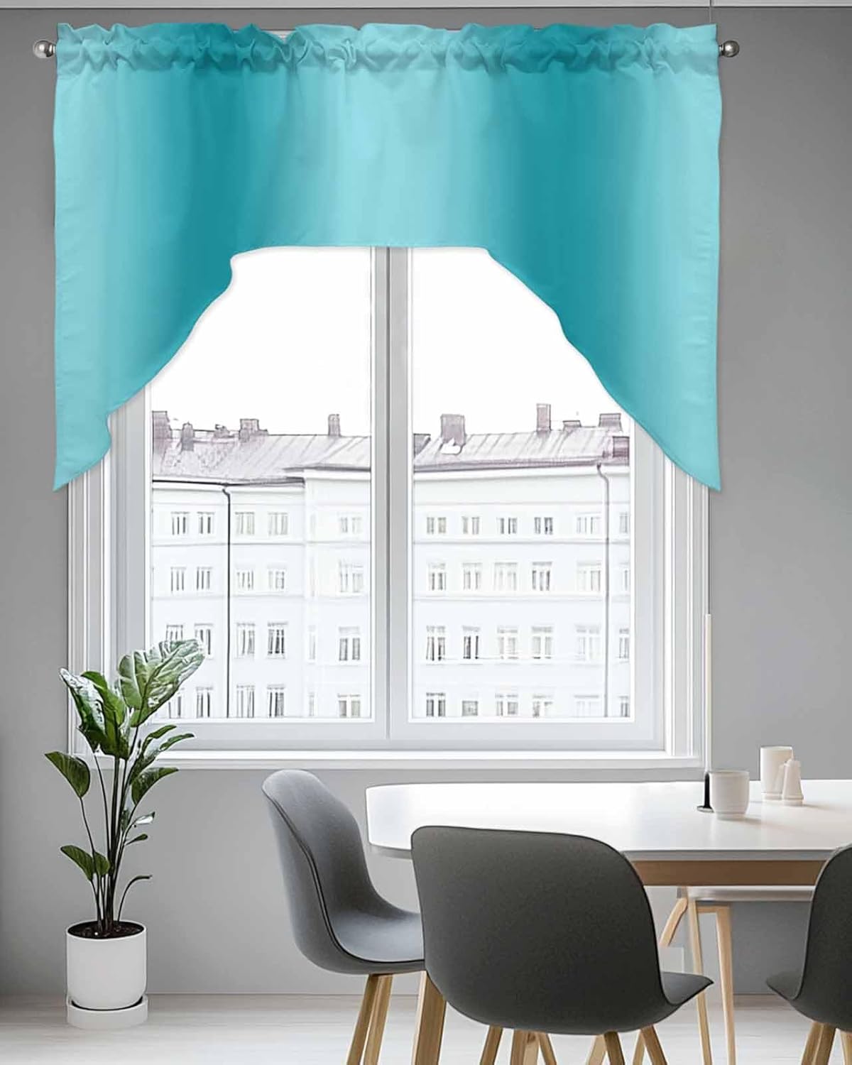 Teal Ombre Swag Valance Curtains 56x36