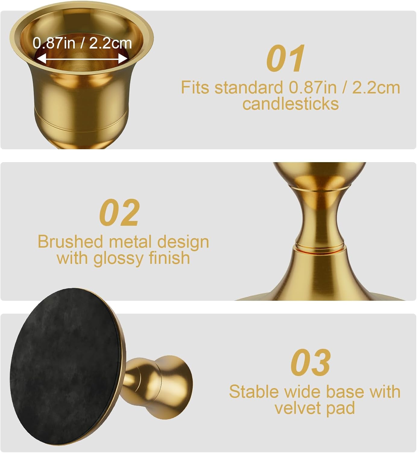 Brass Gold Taper Candle Holders Set of 2
