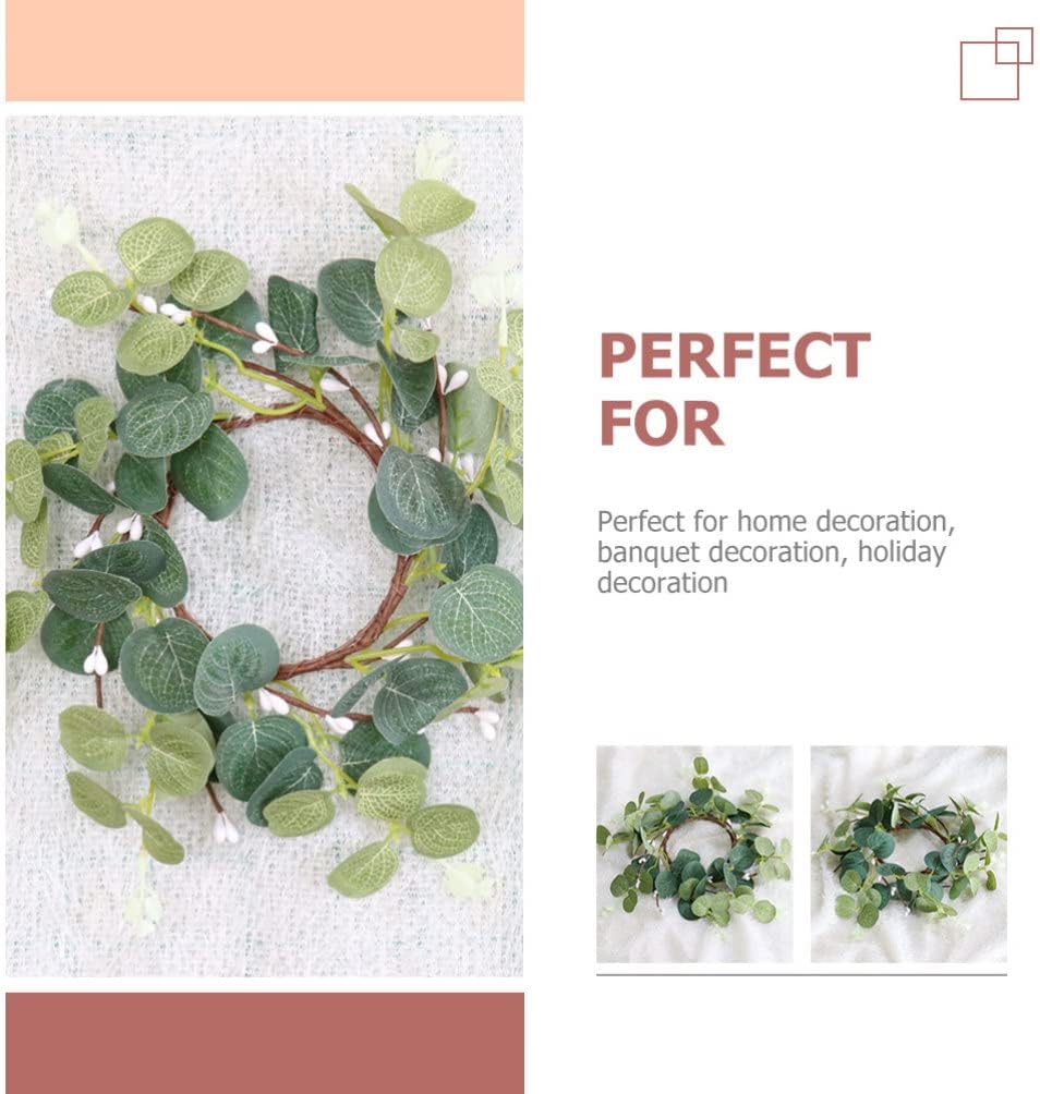 Zerodeko 4pcs Eucalyptus Candle Wreaths for Home Decor