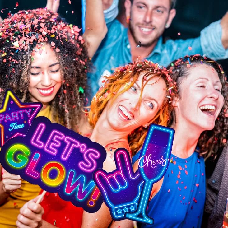 25pcs Glow Neon Photo Booth Props with Stick