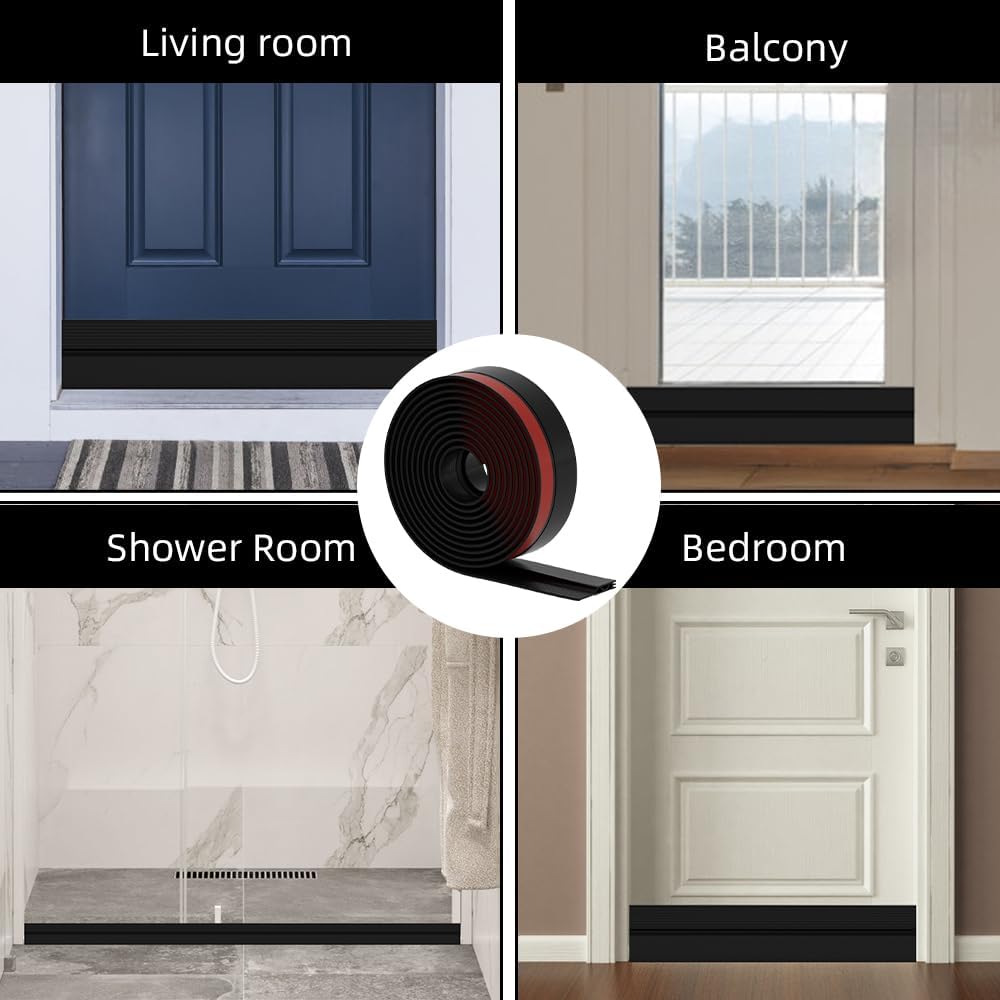 Ormien Door Draft Stopper 39 Inch Black Adjustable