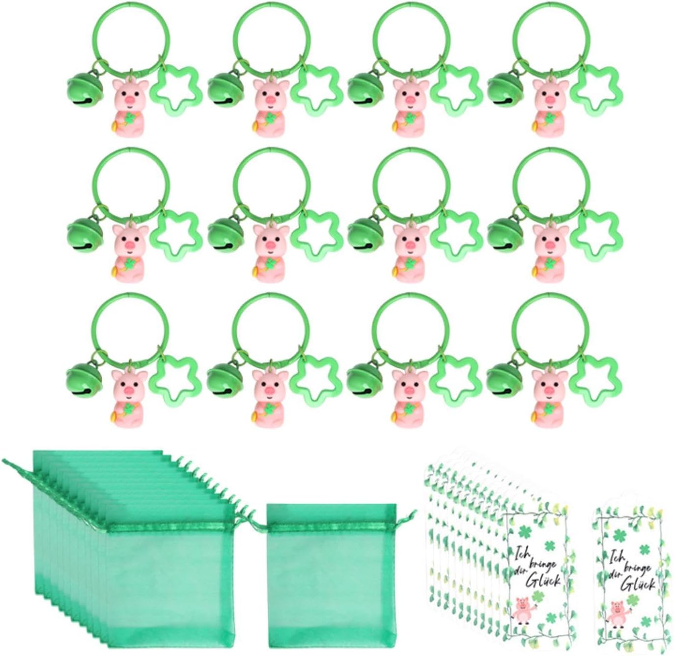 St Patrick Day Party Favor Packs Set with Keychains and Gift Bags