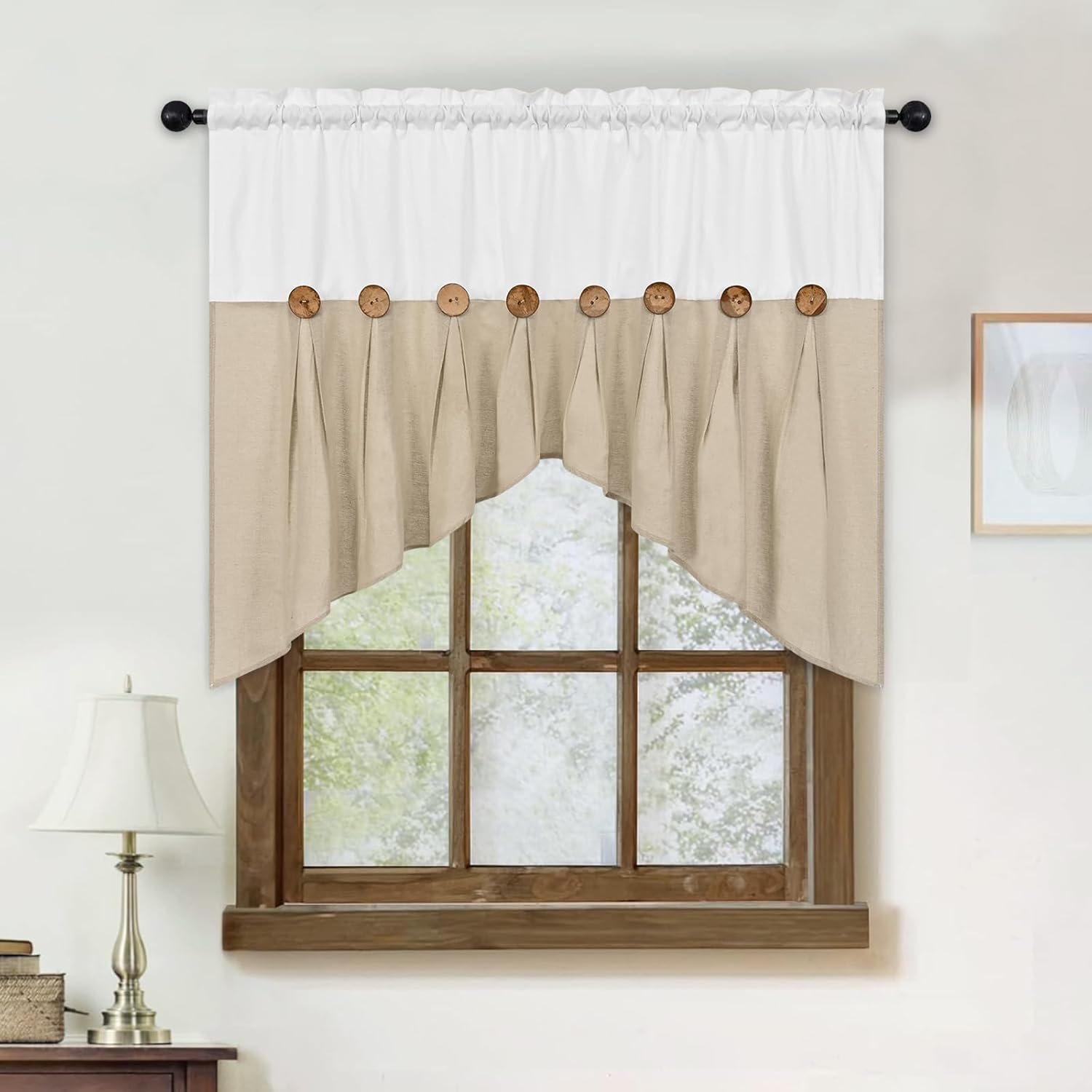 FRAMICS Farmhouse Swag Curtain 52x36 Inch
