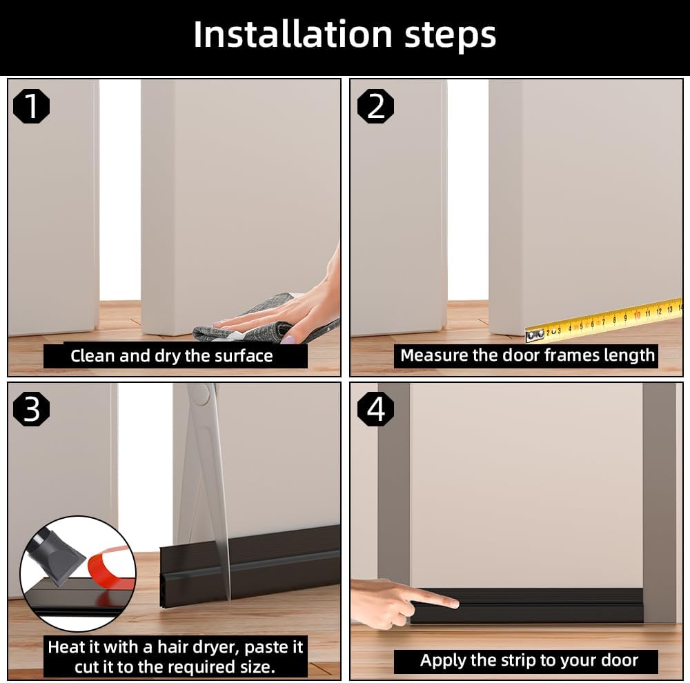 Ormien Door Draft Stopper 39 Inch Black Adjustable