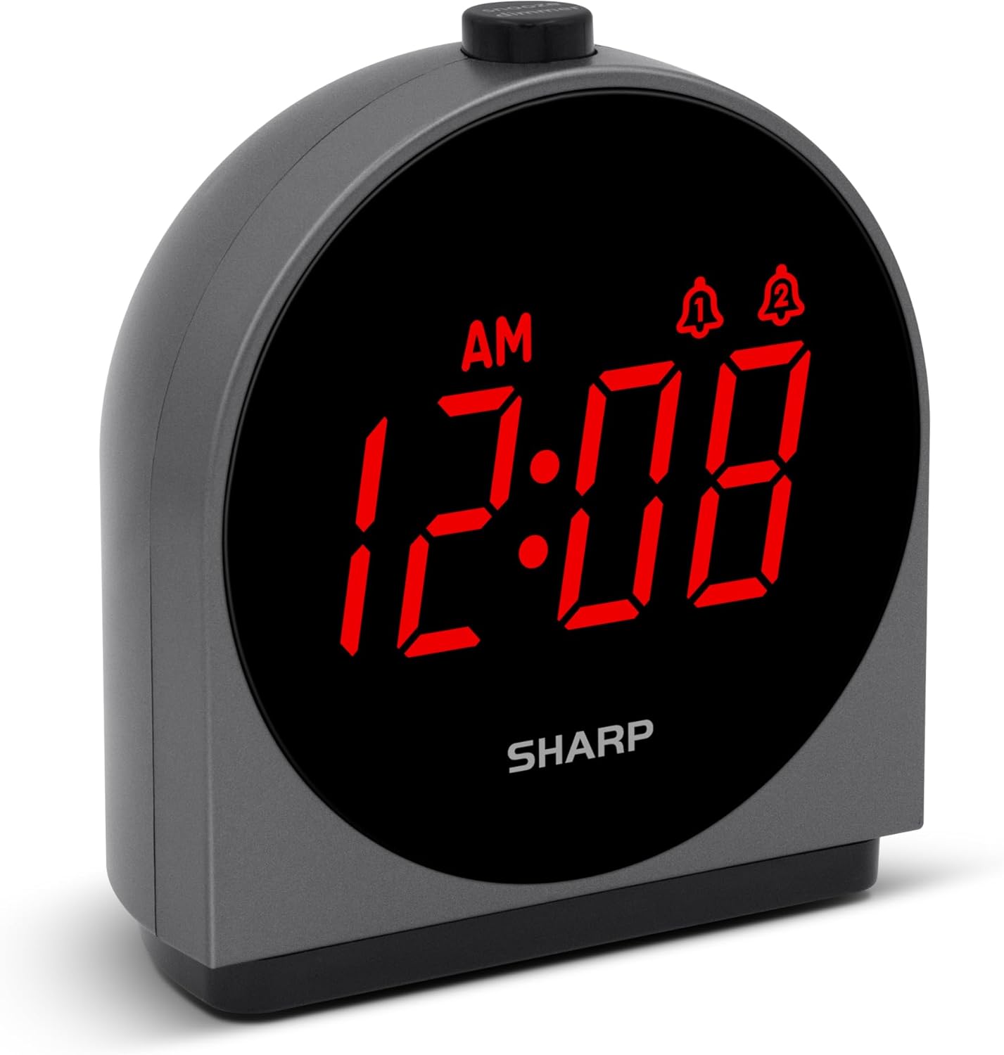 Sharp Dual Alarm Clock with USB Charging and Dimmable Display