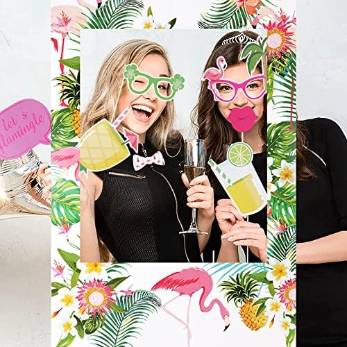 PHOGARY Luau Photo Booth Props 15PCS Tropical Party Kit