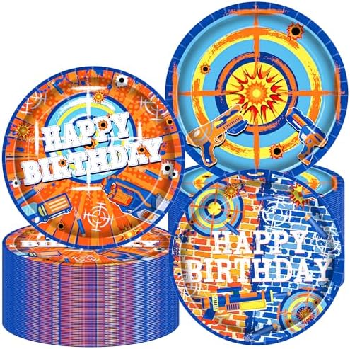 48pcs Dart War Themed Paper Plates for Parties