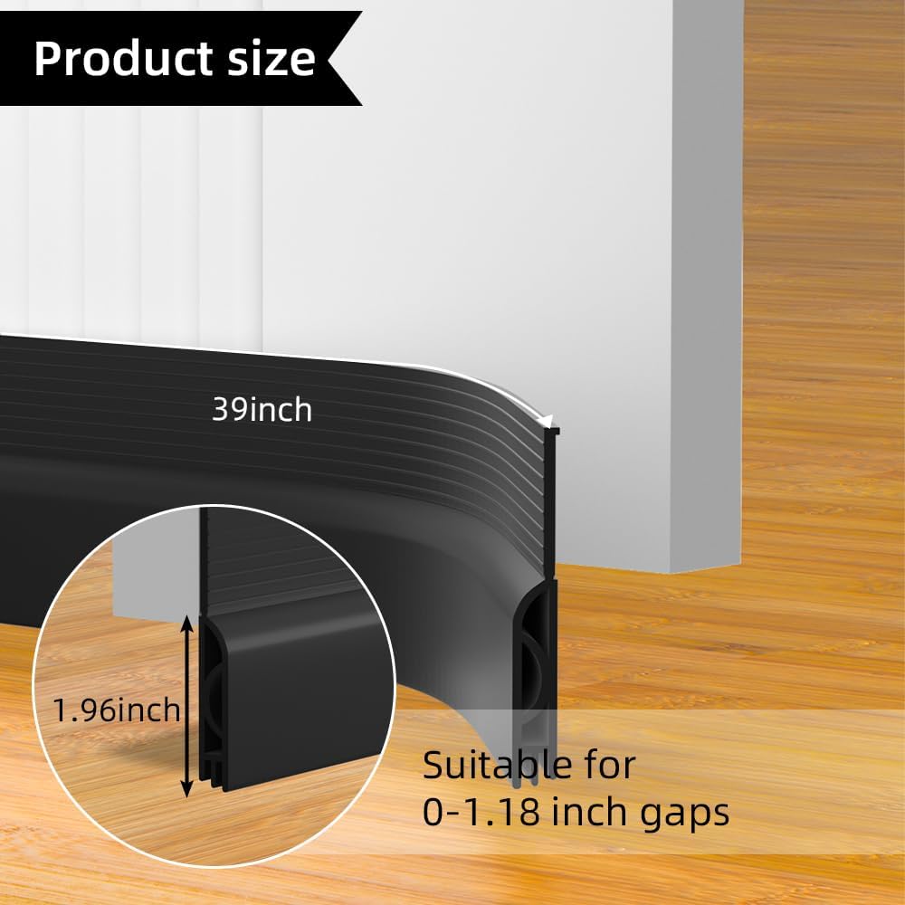 Ormien Door Draft Stopper 39 Inch Black Adjustable