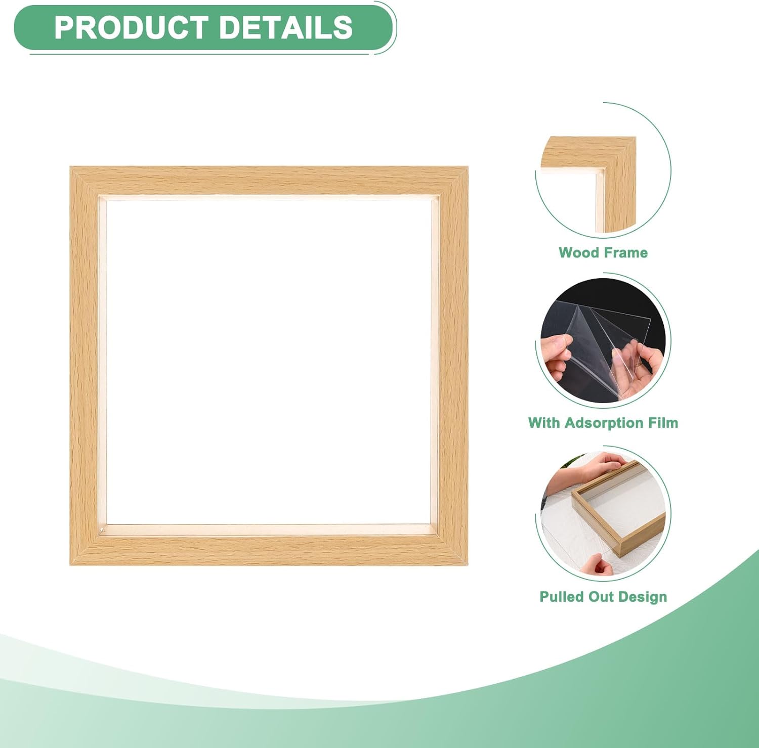 2-Pack Dried Flower Frame 6x6 Inch Double Acrylic Wood Display Frame