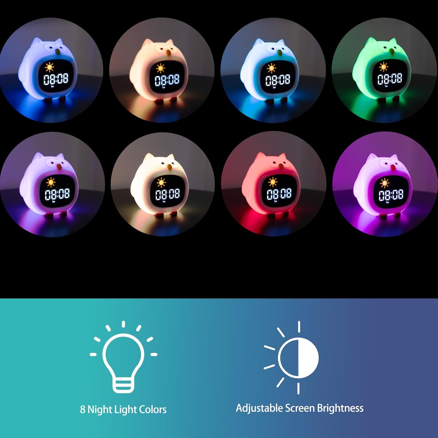 Avalynese Owl Alarm Clock with Night Light and Sound Machine