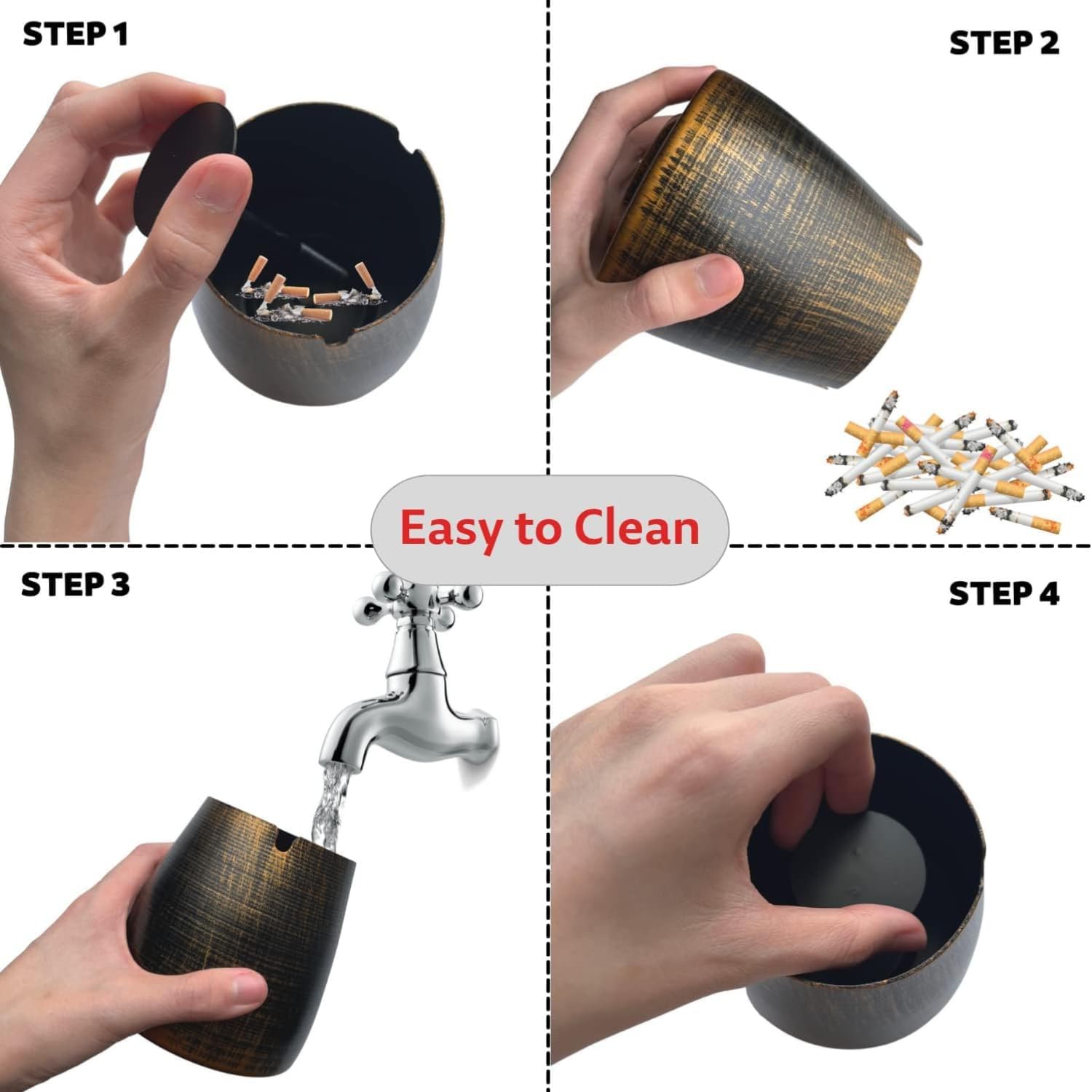 Wusifie Large Outdoor Ash Tray with Lid