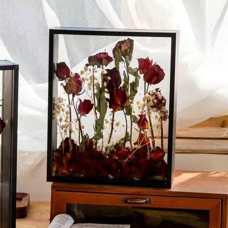 JOSON Wooden Dried Flower Floating Photo Frame - 8x12 Black