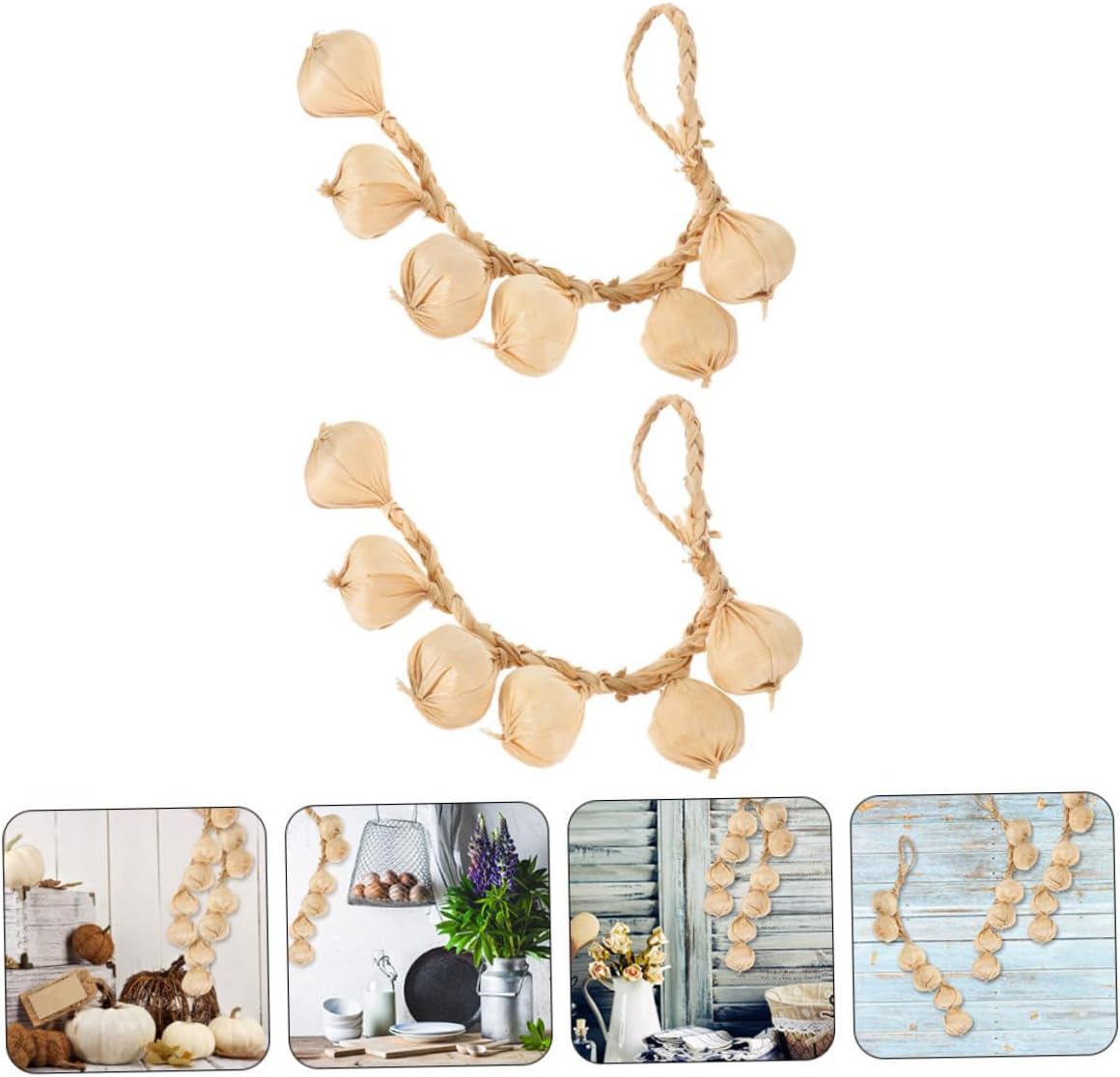 Cabilock Lifelike Fake Garlic Garland Strings for Photo Props
