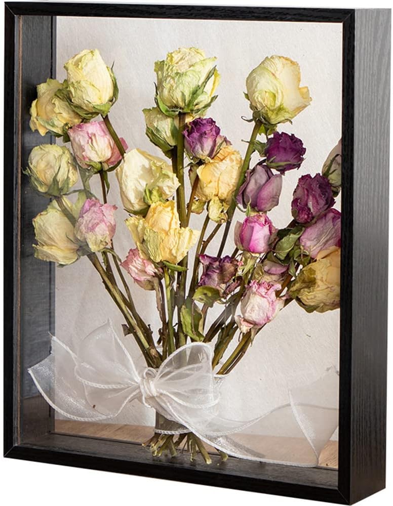 JOSON Wooden Dried Flower Floating Photo Frame - 8x12 Black