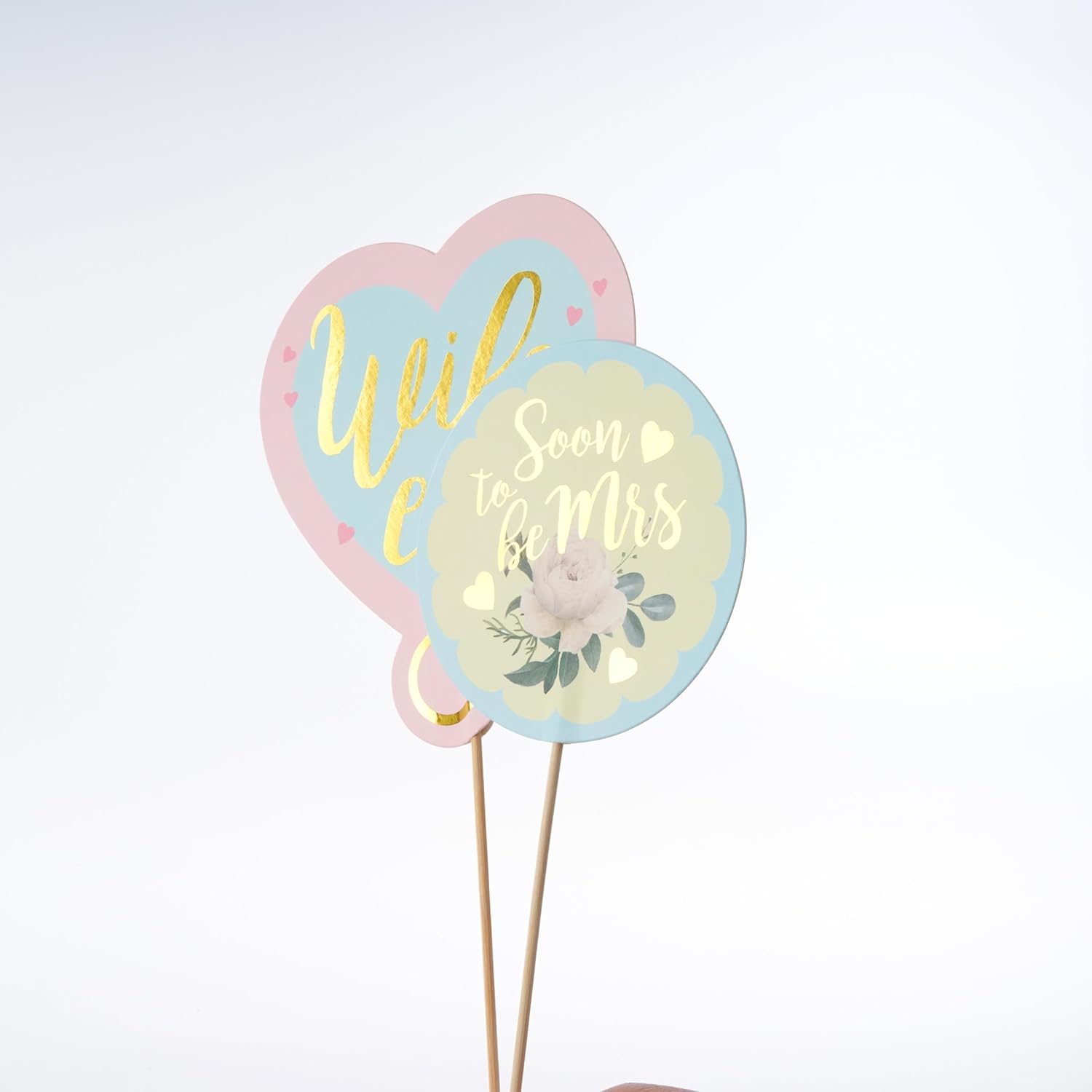 Cheerland 18 Pcs Pastel Gold Bridal Shower Photo Props