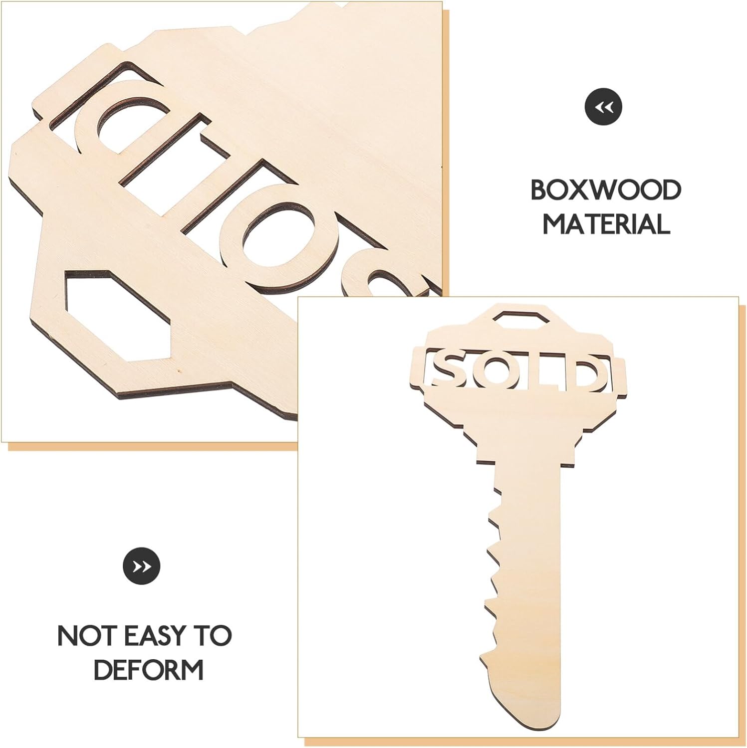 Real Estate Key Shaped Sold Sign Wooden Christmas Prop