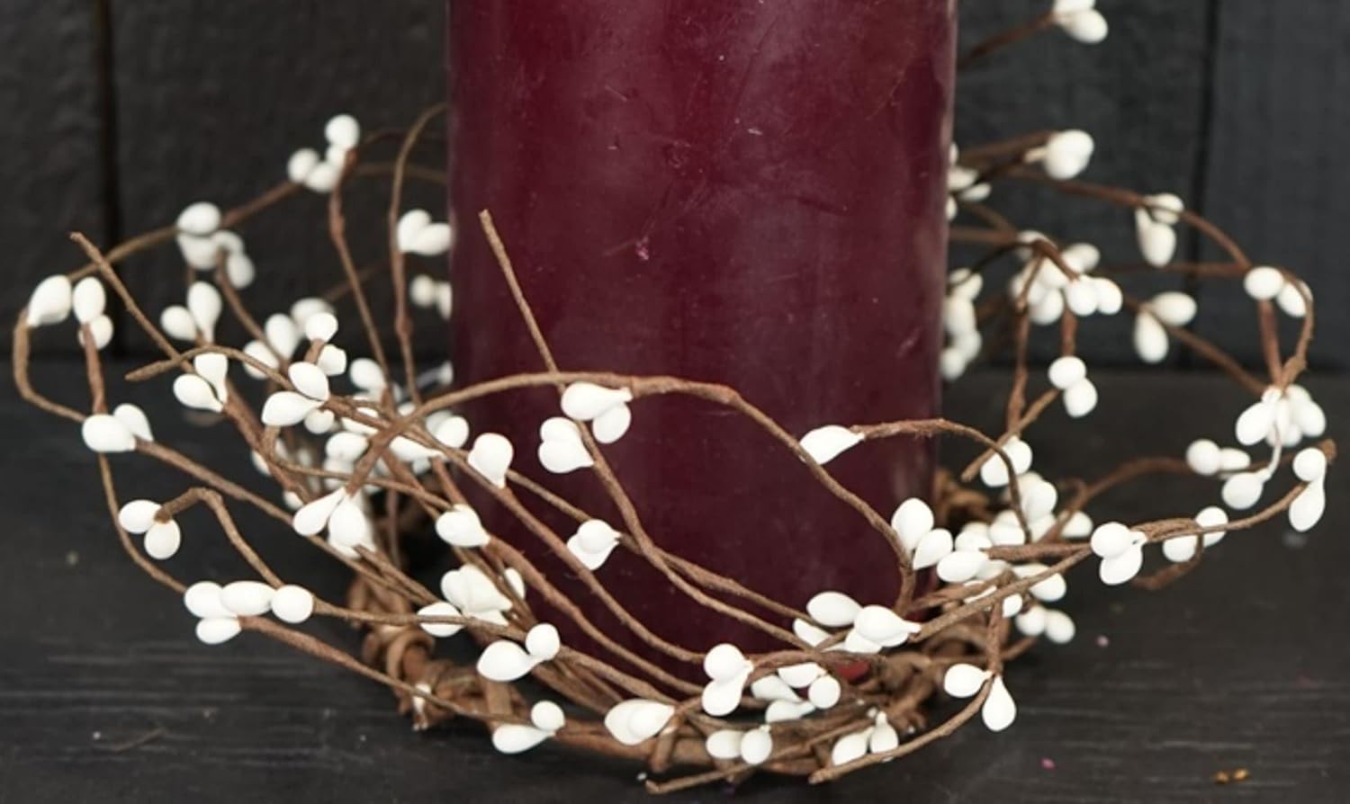 White Pip Candle Ring Berry Wreath 65 Inch